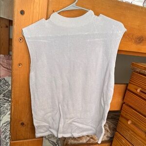 Worthington White Sleeveless Muscle Tee with Mandarin Collar